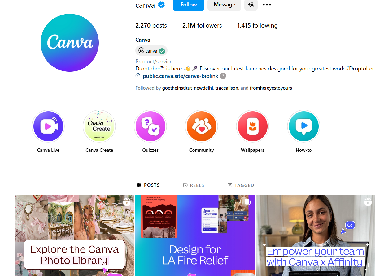 Canva's creative social media content